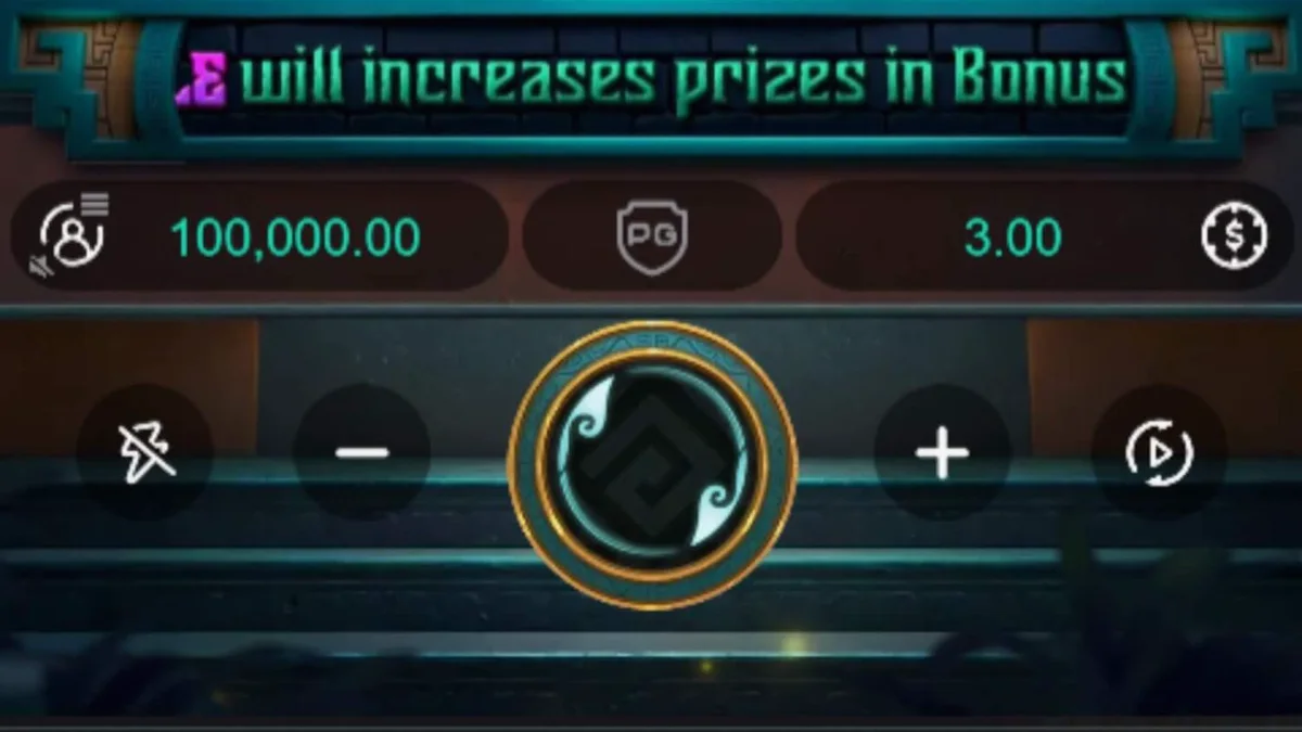 Tampilan visual roda keberuntungan dalam slot Mayan Destiny dengan latar belakang kuil kuno.
