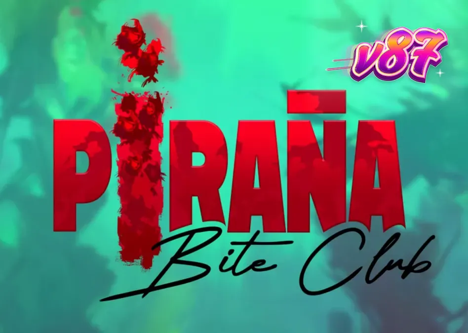 Piranha Bite Club slot game interface showing retro pin-up art and underwater predator theme